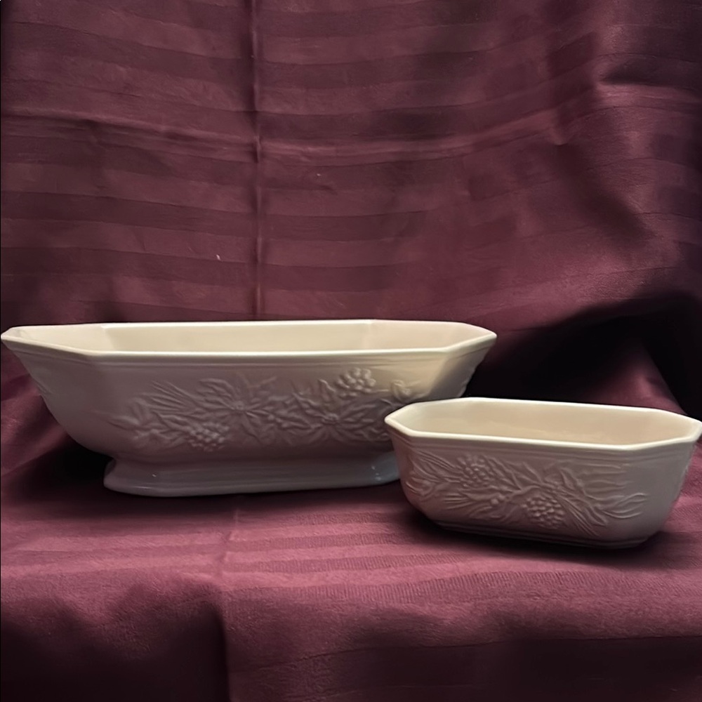 Longaberger Ivory Garland Serving Dishes